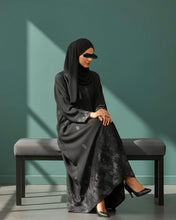 Load image into Gallery viewer, Eid Premium Silver Floral Patterned Abaya in Cloche-Cut