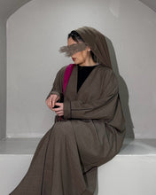 Load image into Gallery viewer, Italian Linen Abaya Set (Brown)