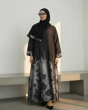 Load image into Gallery viewer, Structured Cloche Cut Eid Abaya – Taffeta Jacquard (Silver Pattern)