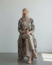 Load image into Gallery viewer, Flowery Patterned Abaya in Misty Sand (No Inner Dress)