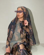 Load image into Gallery viewer, Soft Satin Flowery Patterned Abaya in Cloche Cut (Mauve)