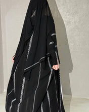 Load image into Gallery viewer, Eid Black Sadu Embroidered Cotton Abaya Set