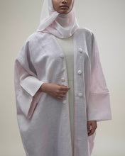 Load image into Gallery viewer, Patterned Linen Open Butterfly Abaya in Soft Candy Pink (No Inner Dress)