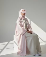 Load image into Gallery viewer, Patterned Linen Open Butterfly Abaya in Soft Candy Pink (No Inner Dress)