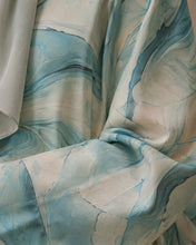 Load image into Gallery viewer, Closed Cloche-Cut Marble Abaya (Aqua Blue)