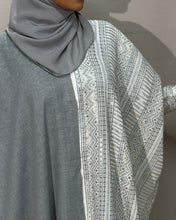 Load image into Gallery viewer, Half Embroidered Indian Linen Butterfly Abaya (Grey)