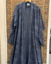 Load image into Gallery viewer, Eid Three-Piece Indian Linen Set: Patterned Abaya in Cloche-Cut, Inner Dress & Hijab (Midnight Blue)