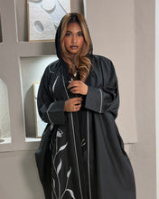 Load image into Gallery viewer, Butterfly Linen Aari Abaya (Black)