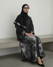 Load image into Gallery viewer, Structured Cloche Cut Eid Abaya – Taffeta Jacquard (Silver Pattern)