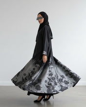 Load image into Gallery viewer, Structured Cloche Cut Eid Abaya – Taffeta Jacquard (Silver Pattern)