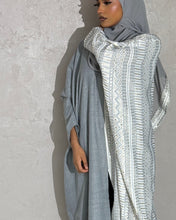 Load image into Gallery viewer, Half Embroidered Indian Linen Butterfly Abaya (Grey)