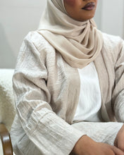 Load image into Gallery viewer, Three-Piece Summer Set: Cotton Jacquard Blend Abaya, Inner & Hijab (Beige)