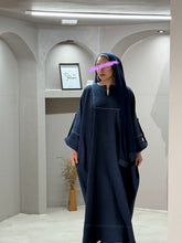 Load image into Gallery viewer, Winter Closed Butterfly with Square Neck (Navy with Light Blue Piping)