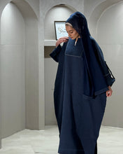 Load image into Gallery viewer, Winter Closed Butterfly with Square Neck (Navy with Light Blue Piping)