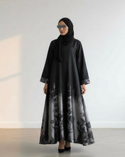 Load image into Gallery viewer, Structured Cloche Cut Eid Abaya – Taffeta Jacquard (Silver Pattern)