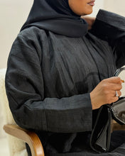 Load image into Gallery viewer, Three-Piece Summer Set: Cotton Jacquard Blend Abaya, Inner & Hijab (Black)