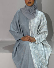 Load image into Gallery viewer, Half Embroidered Indian Linen Butterfly Abaya (Grey)