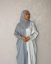 Load image into Gallery viewer, Half Embroidered Indian Linen Butterfly Abaya (Grey)