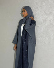 Load image into Gallery viewer, Half Embroidered Italian Linen Blend Open Abaya (No Inner Dress)