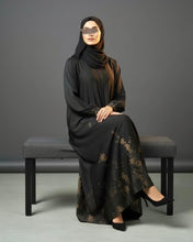 Load image into Gallery viewer, Eid Premium Gold Floral Patterned Abaya in Cloche-Cut