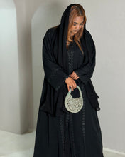 Load image into Gallery viewer, Luxury Black Abaya with Floral Lace & Beading