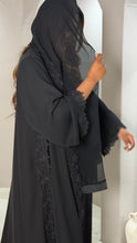 Load image into Gallery viewer, Three-Piece Luxurious Set: Lace Abaya, Inner & Hijab (Noir)