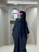 Load image into Gallery viewer, Winter Closed Butterfly with Square Neck (Navy with Light Blue Piping)