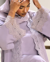 Load image into Gallery viewer, Dusty Lilac Cloche-Cut Lace Abaya (No Inner Dress)