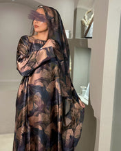 Load image into Gallery viewer, Soft Satin Flowery Patterned Abaya in Cloche Cut (Mauve)