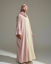 Load image into Gallery viewer, Ramadan Minimalist Dusty Rose Linen Abaya | Button Sleeve Design (No Inner Dress)