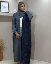 Load image into Gallery viewer, Half Embroidered Italian Linen Blend Open Abaya (No Inner Dress)