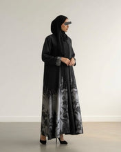Load image into Gallery viewer, Structured Cloche Cut Eid Abaya – Taffeta Jacquard (Silver Pattern)