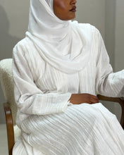 Load image into Gallery viewer, Three-Piece Summer Set: Cotton Jacquard Blend Abaya, Inner & Hijab (White)