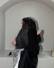 Load image into Gallery viewer, Half Embroidered Indian Linen Butterfly Abaya (Black)