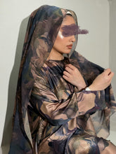 Load image into Gallery viewer, Soft Satin Flowery Patterned Abaya in Cloche Cut (Mauve)