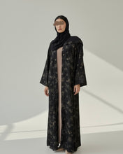 Load image into Gallery viewer, Floral Turkish Jacquard Patterned Abaya Set in Cloche Cut (No Inner Dress)