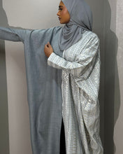 Load image into Gallery viewer, Half Embroidered Indian Linen Butterfly Abaya (Grey)