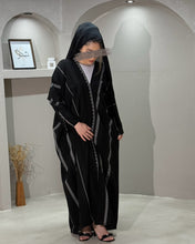 Load image into Gallery viewer, Eid Black Sadu Embroidered Cotton Abaya Set