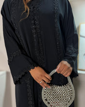 Load image into Gallery viewer, Luxury Black Abaya with Floral Lace & Beading