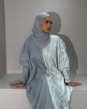 Load image into Gallery viewer, Half Embroidered Indian Linen Butterfly Abaya (Grey)