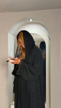 Load image into Gallery viewer, Three-Piece Luxurious Set: Lace Abaya, Inner & Hijab (Noir)
