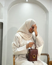 Load image into Gallery viewer, Three-Piece Summer Set: Cotton Jacquard Blend Abaya, Inner & Hijab (Beige)