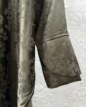 Load image into Gallery viewer, Eid Three-Piece Silk Jacquard Set: Cherry Tree Patterned Abaya, Inner Dress & Hijab (Olive)