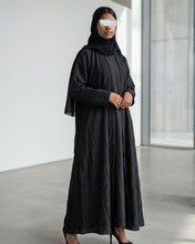 Load image into Gallery viewer, Three-Piece Summer Set: Cotton Jacquard Blend Abaya, Inner & Hijab (Black)
