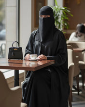 Load image into Gallery viewer, Eid Luxurious Three-Piece Set: Shimmery Butterfly Abaya with Slim Cuffs, Inner Dress & Hijab