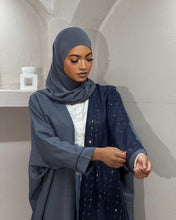 Load image into Gallery viewer, Back view of eco-friendly breathable Italian linen abaya