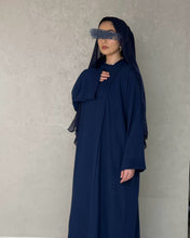Load image into Gallery viewer, Back view of navy Soft Like Butter abaya with full-length coverage