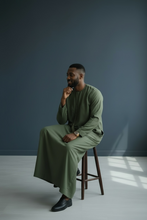 Load image into Gallery viewer, Emirati Cotton Thobe with Tassel (Olive Green)
