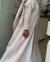 Load image into Gallery viewer, Three-Piece Summer Set: Cotton Jacquard Blend Abaya, Inner &amp; Hijab (Beige)
