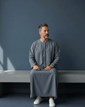 Load image into Gallery viewer, Emirati Cotton Thobe with Tassel (Grey)
